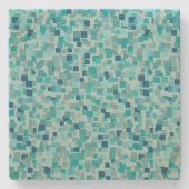 Retro Blue Mosaik Untersetzer (Vorderseite)