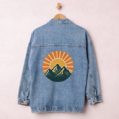 Retro Blue Mountain Sunrise Outdoor Nature Sun Art Jeansjacke (Hangar)