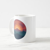 Retro Blue Mountain Sunset | Nature Watercolor Art Kaffeetasse (Vorderseite Links)