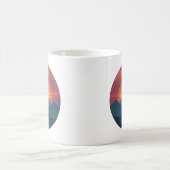 Retro Blue Mountain Sunset | Nature Watercolor Art Kaffeetasse (Mittel)