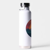 Retro Blue Mountain Sunset | Nature Watercolor Art Trinkflasche (Rechts)