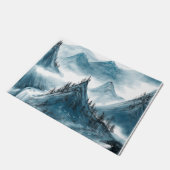 Retro Blue Mountains Landschaftsbild Malerei Fußmatte (Schrägansicht)