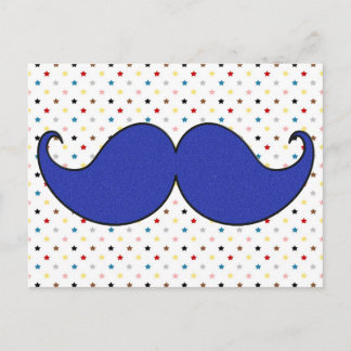 Retro Blue Mustache Mustache Postkarte