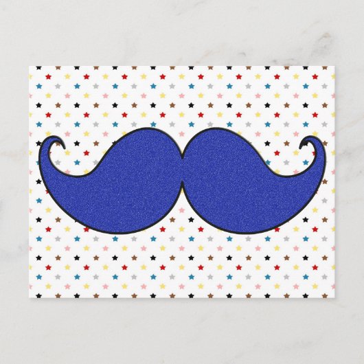 Retro Blue Mustache Mustache Postkarte (Vorderseite)