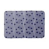 Retro Blue Navy Japan Triangle Geometrisches Muste Badematte (Vorderseite)