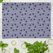 Retro Blue Navy Japan Triangle Geometrisches Muste Geschirrtuch (Gefaltet)