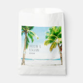 Retro Blue Ocean Beach Palm Trees Tropical Wedding Geschenktütchen (Vorderseite)