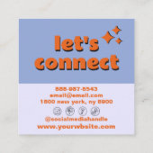 Retro Blue Orange Bold Groovy Checkered Trendy Fun Quadratische Visitenkarte (Rückseite)