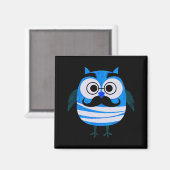 Retro Blue Owl Magnet (Vorderseite/Rückseite)