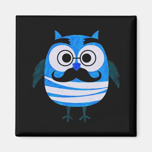 Retro Blue Owl Magnet (Vorne)
