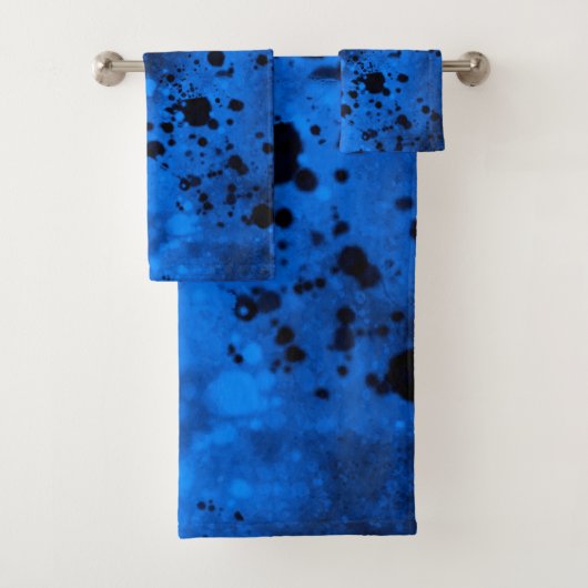 Retro Blue Paint Spritzer Badhandtuch Set (Insitu)