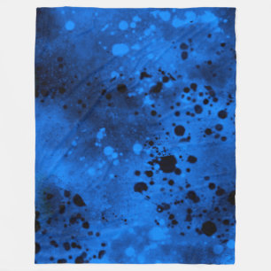 Retro Blue Paint Spritzer Fleece Blankon