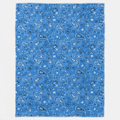 Retro Blue Paisley Bandana Muster Fleecedecke (Vorderseite)