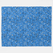 Retro Blue Paisley Bandana Muster Fleecedecke (Vorderseite (Horizontal))