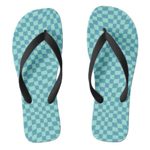 Retro Blue Pastell Warped Karos überprüft Badesandalen