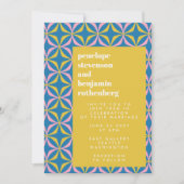Retro Blue Pattern Fun Bold Typografy Wedding Einladung (Vorderseite)