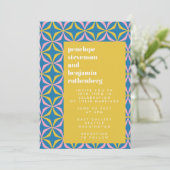 Retro Blue Pattern Fun Bold Typografy Wedding Einladung (Stehend Vorderseite)