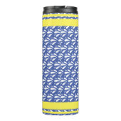 Retro Blue Pattern Streifen Canoe Otter Individuel Thermosbecher (Rückseite)