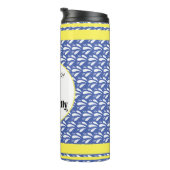 Retro Blue Pattern Streifen Canoe Otter Individuel Thermosbecher (Nach rechts gedreht)