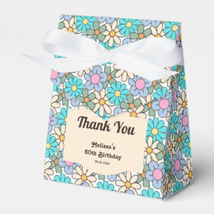 Retro Blue Peach Floral Groovy Geburtstag Geschenkschachtel