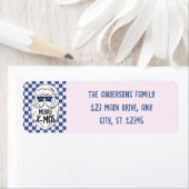 Retro Blue Pink Checkered Santa Claus Christmas (Insitu)