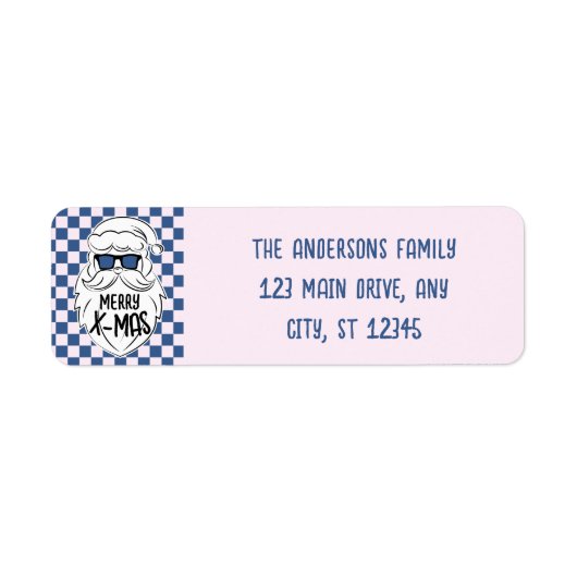 Retro Blue Pink Checkered Santa Claus Christmas (Vorne)