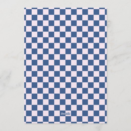 Retro Blue & Pink Checkered Santa Claus Christmas Einladung (Rückseite)