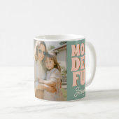 Retro Blue Pink Funny Mothers Day Foto Kaffeetasse (VorderseiteRechts)