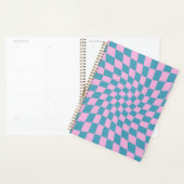 Retro Blue Pink Warped Checkerboard Checked Planer (Anzeige)