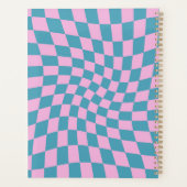 Retro Blue Pink Warped Checkerboard Checked Planer (Rückseite)