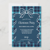 Retro Blue Plaid Whimsical Christmas Einladung (Vorderseite)