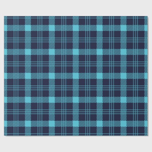 Retro Blue Plaid Whimsical Christmas Geschenkpapier (Flach)