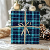 Retro Blue Plaid Whimsical Christmas Geschenkpapier