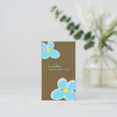 RETRO BLUE PLUMERIAS/DICHTEN HINTERGRUNDFARBE VISITENKARTE (Stehend Vorderseite)