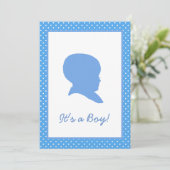 Retro Blue Polka Dot Baby Ankündigung (Stehend Vorderseite)