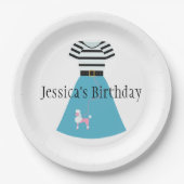 Retro Blue Poodle Skirt Pappteller (Vorderseite)