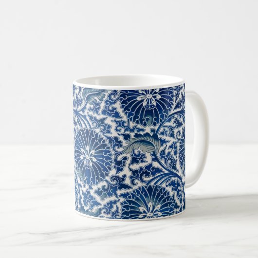 Retro Blue Poppy Ming Dynastie China Kaffeetasse (VorderseiteRechts)