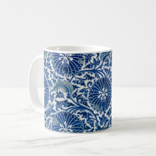 Retro Blue Poppy Ming Dynastie China Kaffeetasse (Vorderseite Links)