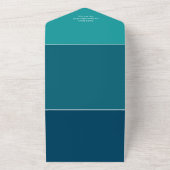 Retro Blue QR Code Wedding All In One Einladung (Außenbereich)