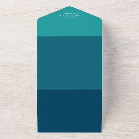 Retro Blue QR Code Wedding All In One Einladung (Außenbereich)