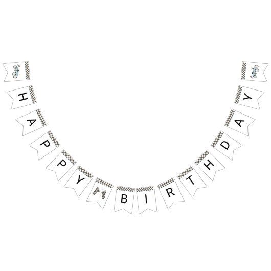 Retro Blue Race Auto Ride On Bunting Fahnen Wimpelkette (Alle)