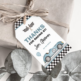 Retro Blue Race Car Fast One Boy Birthday Favorite Geschenkanhänger