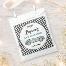 Retro Blue Race Car Zwei Fast Boy 2. Geburtstag Geschenktütchen