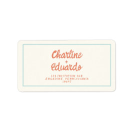 Retro Blue Red Handwriting Wedding Label Adressaufkleber