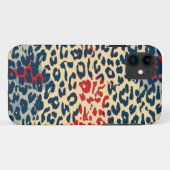 Retro Blue Red Leopard Print Skin Case-Mate iPhone Hülle (Rückseite (Horizontal))