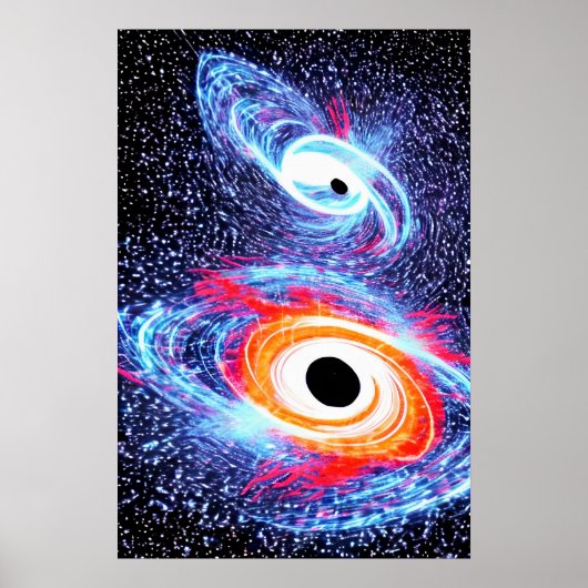 Retro Blue Red Orange Fire Star Sky Wow Cosmic Poster (Vorne)