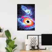 Retro Blue Red Orange Fire Star Sky Wow Cosmic Poster (Heimbüro)