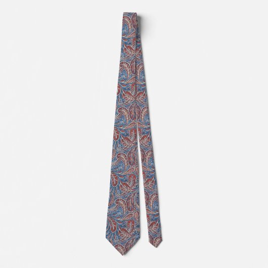 Retro Blue Red Paisley Pattern Krawatte (Vorderseite)