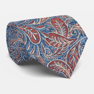 Retro Blue Red Paisley Pattern Krawatte