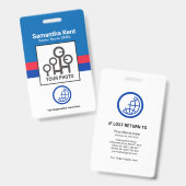 Retro Blue Red Shade Columns Foto Staff Nurse ID Ausweis (Vorder- & Rückseite)